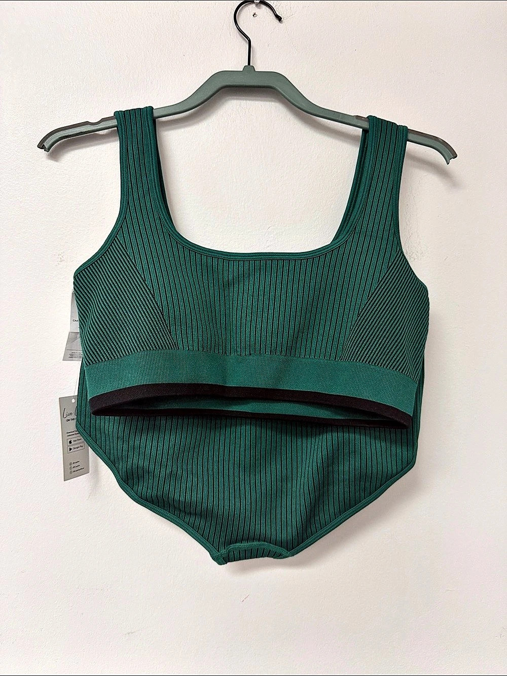 CUPSHE Quiet Current Green Bikini Set & Black Bikini Set Large